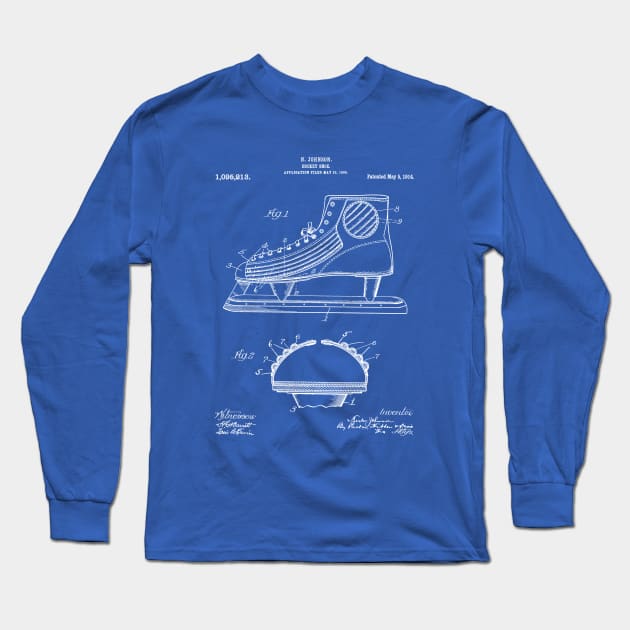 Ice Hockey Skates Patent - Ice Skates Art - Blueprint Long Sleeve T-Shirt by patentpress